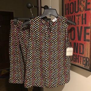 Colorful Sleeveless Polka-Dot Skirt Set